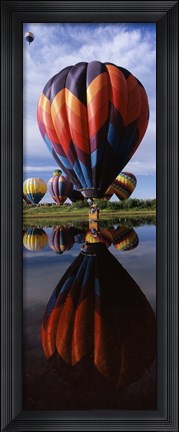 Framed Balloons Reflected in Lake, Hot Air Balloon Rodeo, Steamboat Springs, Routt County, Colorado, USA Print