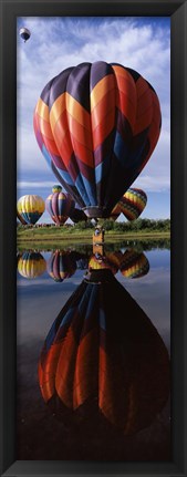 Framed Balloons Reflected in Lake, Hot Air Balloon Rodeo, Steamboat Springs, Routt County, Colorado, USA Print