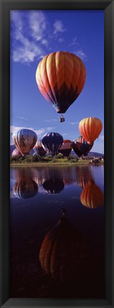 Framed Reflection of Hot Air Balloons, Hot Air Balloon Rodeo, Steamboat Springs, Routt County, Colorado, USA Print