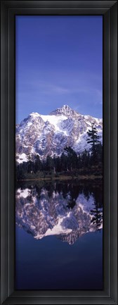 Framed Reflection of Mt Shuksan, Picture Lake, North Cascades National Park, Washington State (vertical) Print