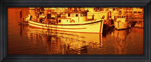 Framed Fishing boats in the bay, Morro Bay, San Luis Obispo County, California (horizontal) Print
