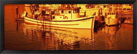 Framed Fishing boats in the bay, Morro Bay, San Luis Obispo County, California (horizontal) Print