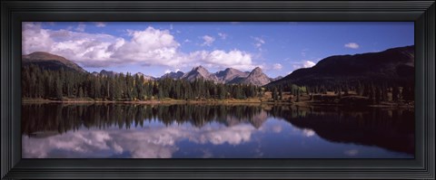Framed Reflection of trees and clouds in the lake, Molas Lake, Colorado, USA Print
