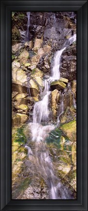 Framed Water flowing down rocks Print