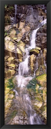 Framed Water flowing down rocks Print