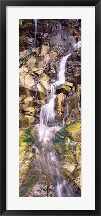 Framed Water flowing down rocks Print