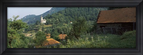Framed Houses at the hillside, Transylvania, Romania Print