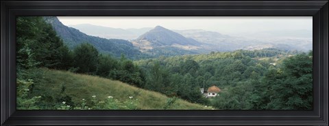 Framed Buildings in a valley, Transylvania, Romania Print