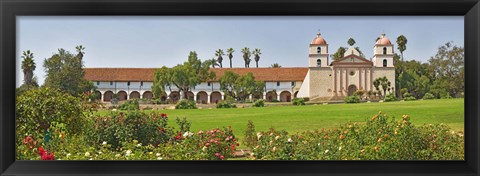 Framed Garden in front of a mission, Mission Santa Barbara, Santa Barbara, Santa Barbara County, California, USA Print