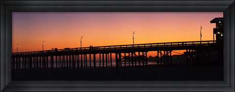 Framed Silhouette of a pier at sunset, Ventura, Ventura County, California, USA Print