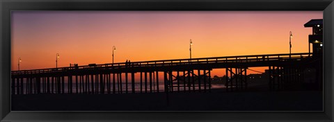 Framed Silhouette of a pier at sunset, Ventura, Ventura County, California, USA Print