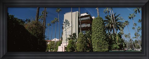 Framed Trees in front of a hotel, Beverly Hills Hotel, Beverly Hills, Los Angeles County, California, USA Print
