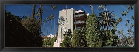 Framed Trees in front of a hotel, Beverly Hills Hotel, Beverly Hills, Los Angeles County, California, USA Print