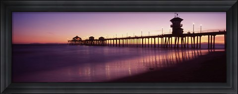 Framed Pier in the sea, Huntington Beach Pier, Huntington Beach, Orange County, California Print