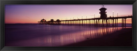 Framed Pier in the sea, Huntington Beach Pier, Huntington Beach, Orange County, California Print