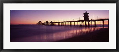 Framed Pier in the sea, Huntington Beach Pier, Huntington Beach, Orange County, California Print