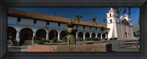 Framed Fountain at a church, Mission Santa Barbara, Santa Barbara, California, USA Print