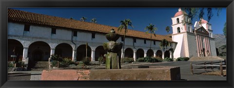 Framed Fountain at a church, Mission Santa Barbara, Santa Barbara, California, USA Print