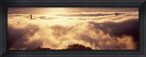 Framed Golden Gate Bridge Peaking through the fog, San Francisco, California Print