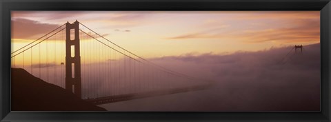 Framed Golden Gate Bridge covered with fog, San Francisco, California Print