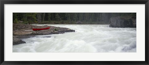 Framed River flowing in a forest, Kicking Horse River, Yoho National Park, British Columbia, Canada Print