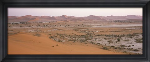 Framed Panoramic view of sand dunes viewed from Big Daddy Dune, Sossusvlei, Namib Desert, Namibia Print