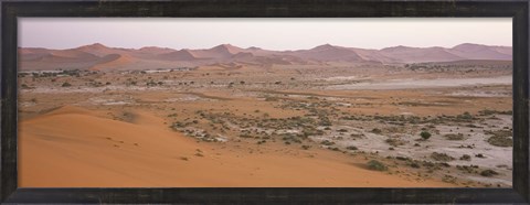 Framed Panoramic view of sand dunes viewed from Big Daddy Dune, Sossusvlei, Namib Desert, Namibia Print