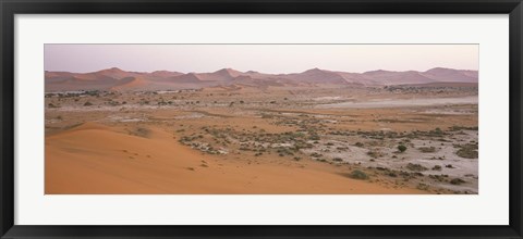 Framed Panoramic view of sand dunes viewed from Big Daddy Dune, Sossusvlei, Namib Desert, Namibia Print