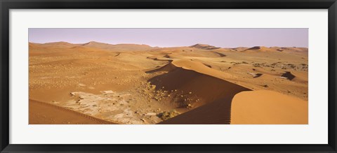 Framed Sand dunes in a desert, Namib-Naukluft National Park, Namibia Print