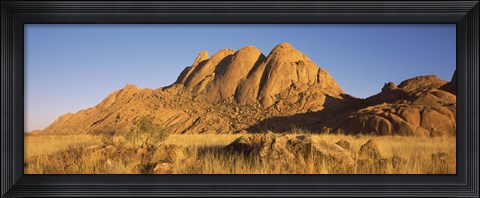 Framed Rock formations in a desert at dawn, Spitzkoppe, Namib Desert, Namibia Print