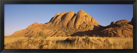 Framed Rock formations in a desert at dawn, Spitzkoppe, Namib Desert, Namibia Print