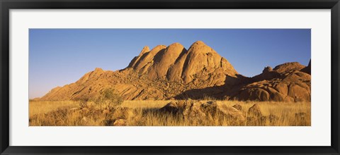 Framed Rock formations in a desert at dawn, Spitzkoppe, Namib Desert, Namibia Print