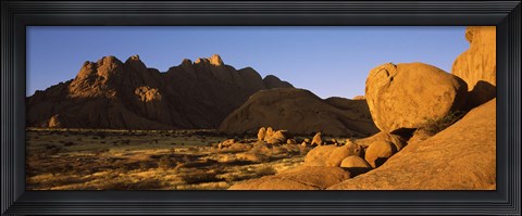 Framed Rock formations in a desert, Spitzkoppe, Namib Desert, Namibia Print