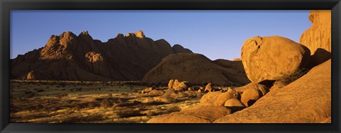 Framed Rock formations in a desert, Spitzkoppe, Namib Desert, Namibia Print