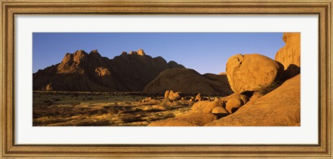 Framed Rock formations in a desert, Spitzkoppe, Namib Desert, Namibia Print