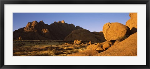 Framed Rock formations in a desert, Spitzkoppe, Namib Desert, Namibia Print