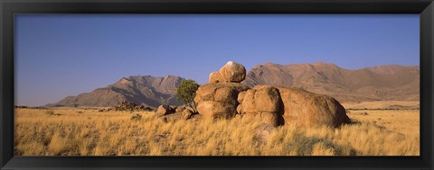 Framed Rock formations in a desert, Brandberg Mountains, Damaraland, Namib Desert, Namibia Print