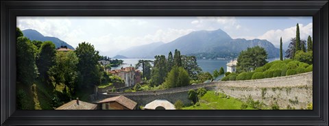 Framed Houses in a town, Villa Melzi, Lake Como, Bellagio, Como, Lombardy, Italy Print