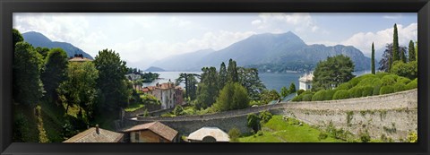 Framed Houses in a town, Villa Melzi, Lake Como, Bellagio, Como, Lombardy, Italy Print