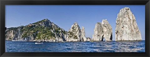 Framed Rock formations in the sea, Faraglioni, Capri, Naples, Campania, Italy Print