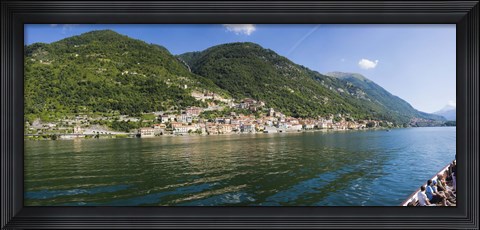 Framed Town at the waterfront, Sala Comacina, Lake Como, Como, Lombardy, Italy Print