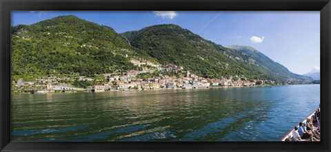 Framed Town at the waterfront, Sala Comacina, Lake Como, Como, Lombardy, Italy Print