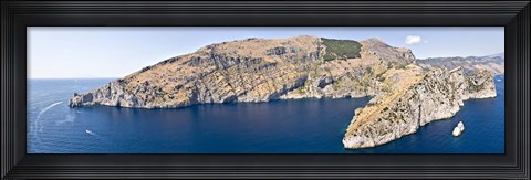 Framed Island in the sea, Punta Campanella, Bay of Ieranto, Capri, Naples, Campania, Italy Print