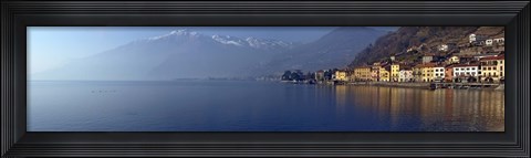 Framed Town at the waterfront, Domaso, Lake Como, Como, Lombardy, Italy Print