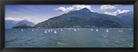 Framed Sailboats in the lake, Lake Como, Como, Lombardy, Italy Print