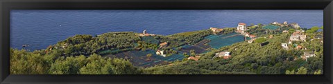 Framed Aerial view of a town, Villa Angelina, Massa Lubrense, Campania, Italy Print