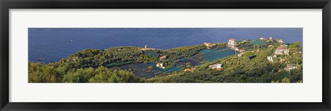 Framed Aerial view of a town, Villa Angelina, Massa Lubrense, Campania, Italy Print