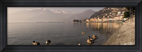 Framed Town at the lakeside, Nobiallo, Lake Como, Como, Lombardy, Italy Print