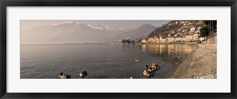 Framed Town at the lakeside, Nobiallo, Lake Como, Como, Lombardy, Italy Print