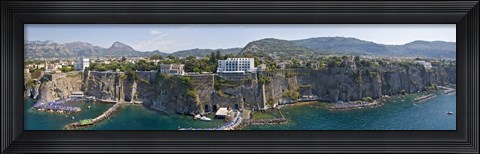 Framed Town on a cliff, Sorrento, Naples, Campania, Italy Print